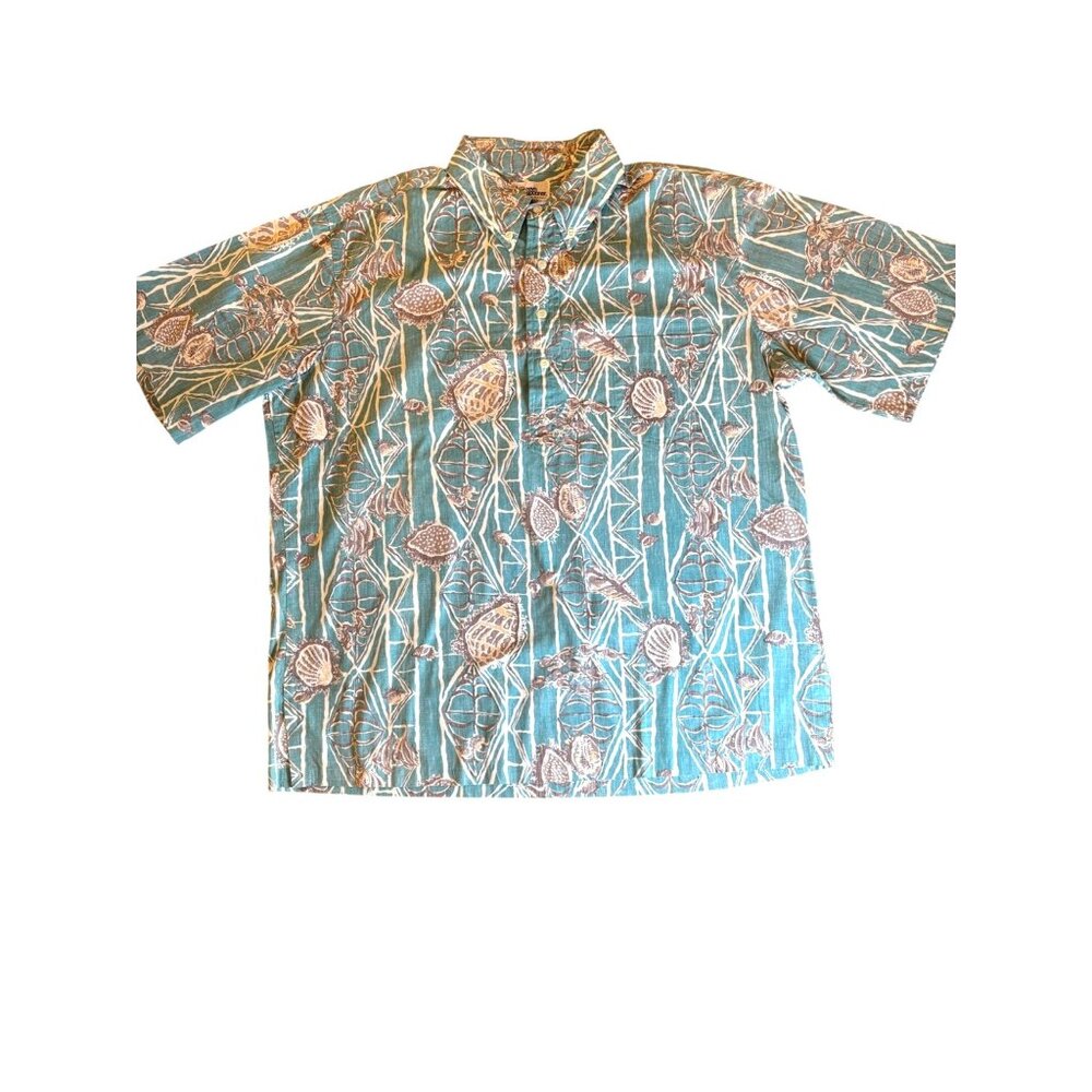 Reyn Spooner Size XL Hawaiian Traditionals Half Button Shirt Short Sleeves Shell